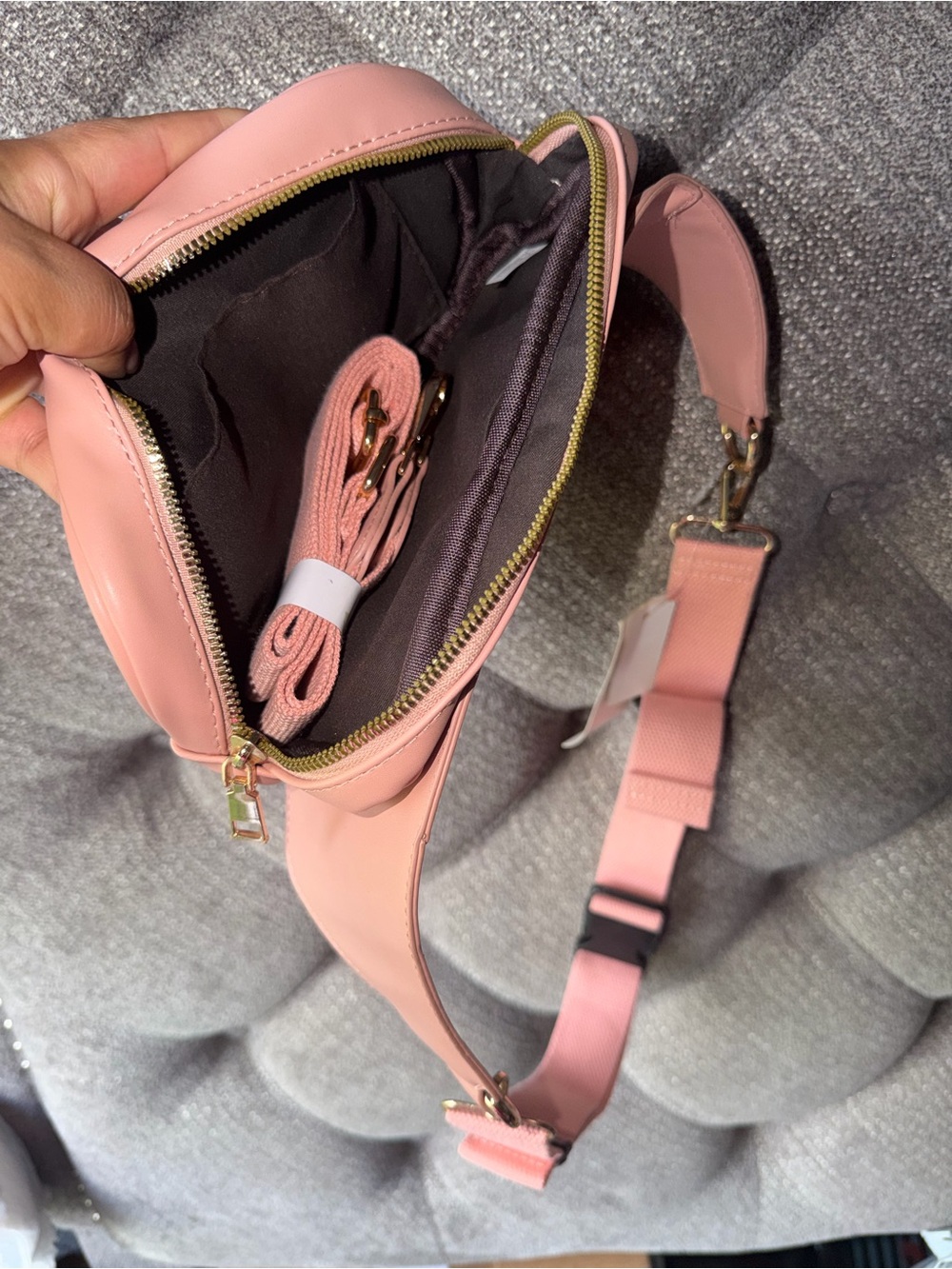 Women’s Pink Crossbody Bag with Adjustable Strap